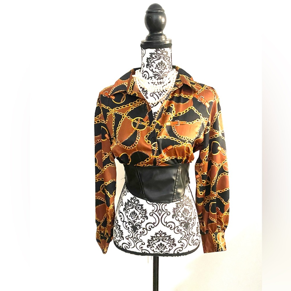 Silk and Leather Blouse